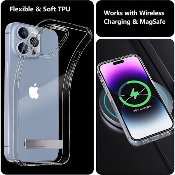 TPU-fodral för iPhone 16 Pro Max - Transparent stötsäkert skydd med silverstöd
