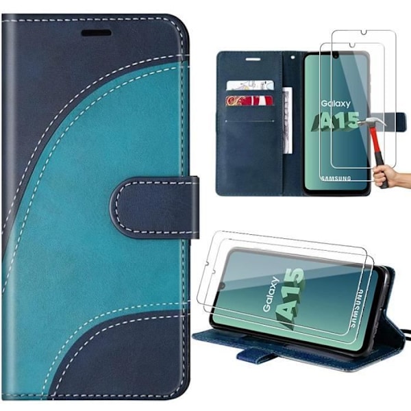 Skyddande fodral - Moif - Samsung Galaxy A15 5G - Stöttålig - PU-läder - Kortfack Blå