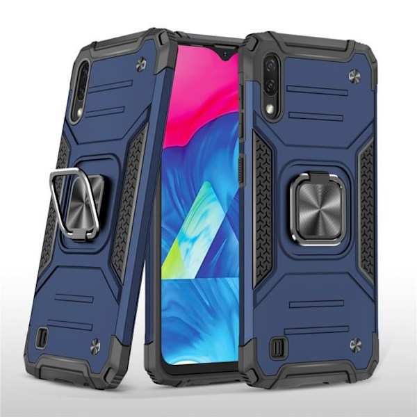 Fodral för Samsung Galaxy A10 Ringfäste Dubbellagers förstärkt försvar Stötsäkert pansarfodral Blå