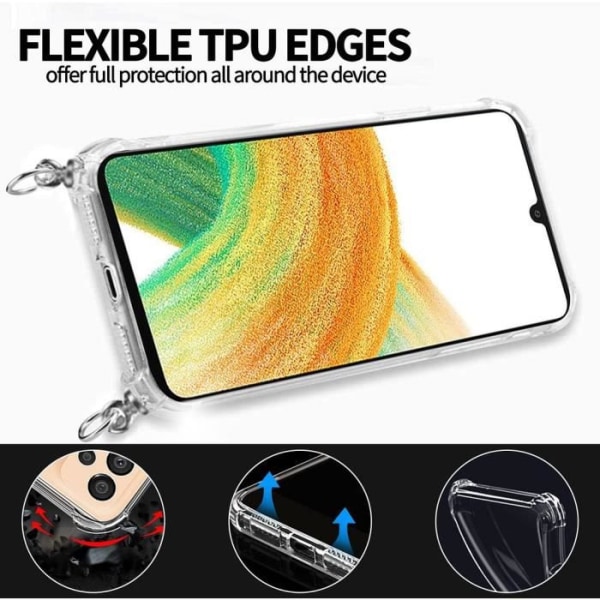 Skyddsfodral till Samsung Galaxy A23 5G - BOOLING - Genomskinlig med svart sladd - Förstärkt skydd Transparent-svart