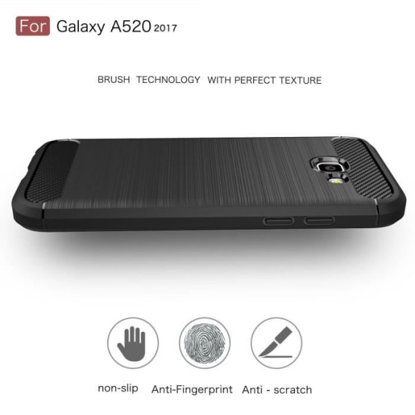 För Samsung Galaxy A5 2017 SM-A520F, Stötsäkert fodral mot kolfibermönster Tunt mjukt silikon TPU gelskydd - svart