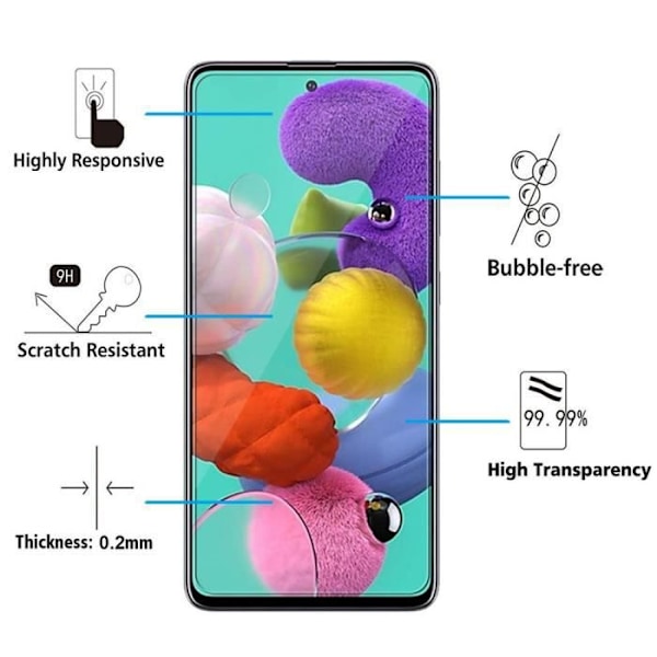För Samsung Galaxy A51 6,5" SM-A515F: 1 skärmskydd i härdat glas