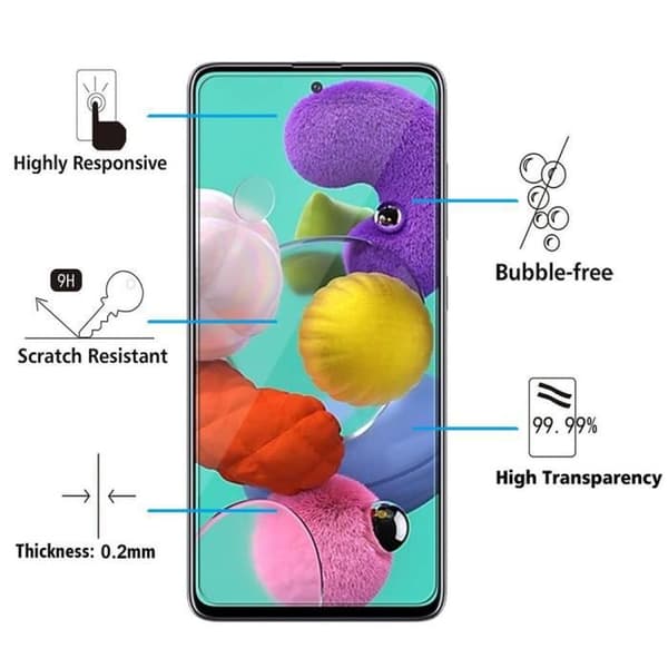 Skyddfilm - VCOMP - Samsung Galaxy A51 - Härdat glas - Represistent - 1 enhet