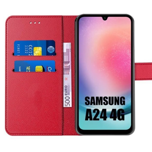 Fodral för Samsung Galaxy A24 Skyddande syntetiskt läder Röd Stötsäker Anti-Scratch Mjuk Röd