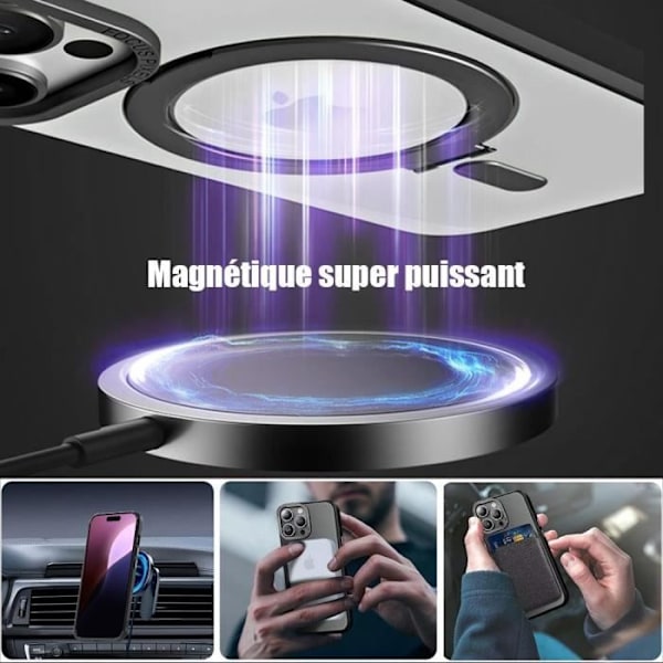 Skyddsfodral för iPhone 16 Pro - BOOLING - Svart - Hårt - Inbyggt magnetstöd - Genomskinligt Svart
