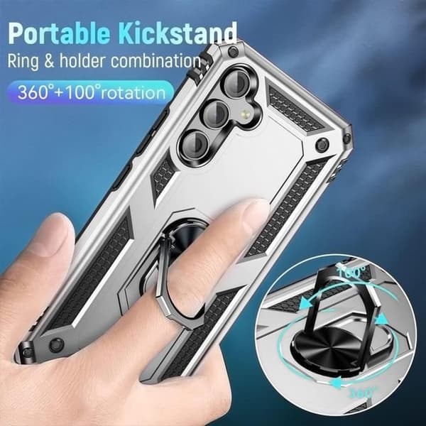 Skyddsskal - BOOLING - för Samsung Galaxy A05s - Hårt - Silver - 360° svängbart stöd Silver