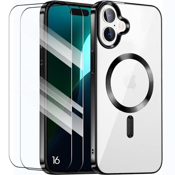 Skyddsfodral - BOOLING - iPhone 16 - Mjuk Silikon - Blank Svart Kant - Magnetring Nior