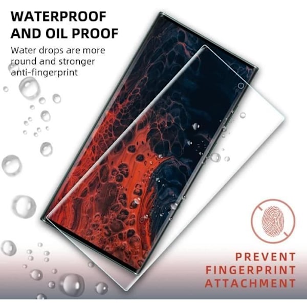 Härdat glas för Samsung Galaxy S22 Ultra [2-pack] 3D Curved Clear Skärmskydd Transparent