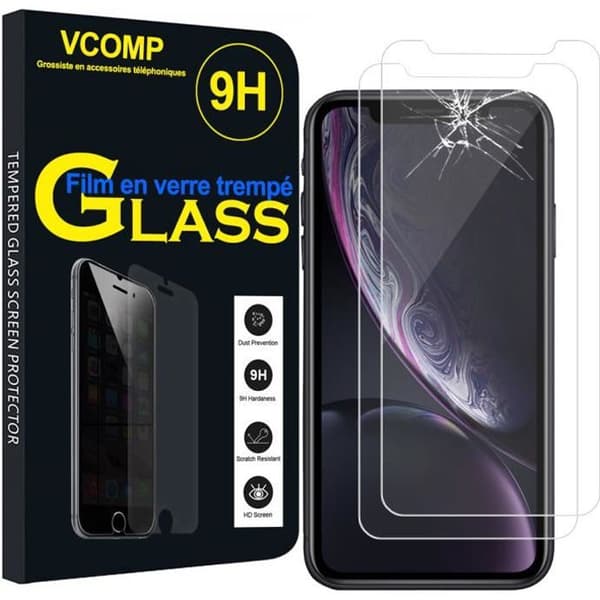 Skärmskydd - VCOMP - iPhone XR (2018) - 2-pack - Härdat glas - Repbeständig