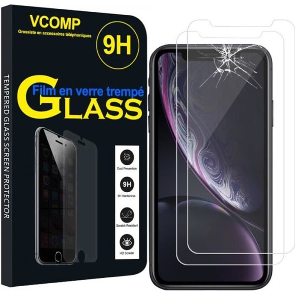 VCOMP - För Apple iPhone XR (2018) 6.1" - Pack - 2-pack skärmskydd i härdat glas