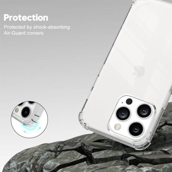 Fodral för iPhone 15 Pro Stötsäkert silikon och 2 skärmar i härdat glas + 2 bakre kameraskydd Transparent