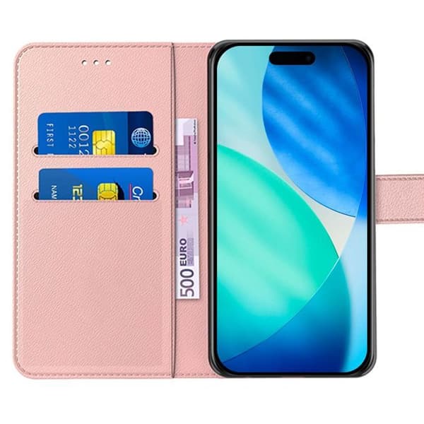 Mobilskal för iPhone 17 - BOOLING - Flip Case Stötsäker Repfria Stötsäker Lädereffekt Rosa Rosa