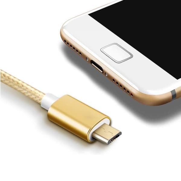 Micro USB Laddkabel - Gyllene Nylon - 3-Pack - 2M gyllene
