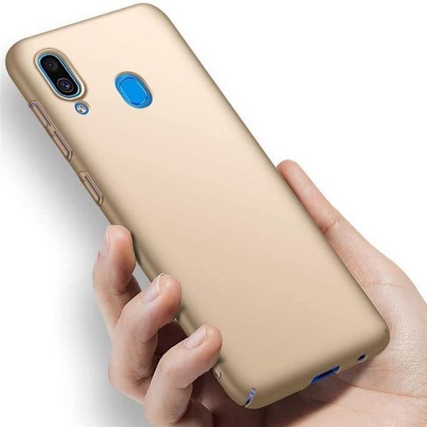 Skyddsfodral för Samsung A20e - PROSHOP - Mjuk - Guld - Set med 2 härdade glasögon gyllene