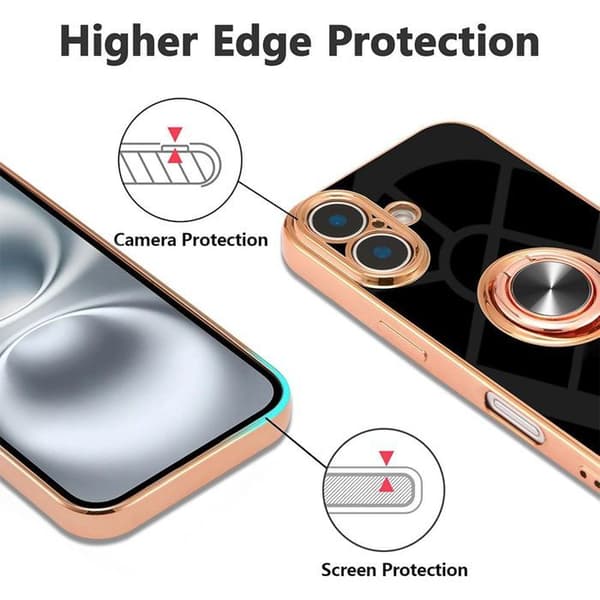 Skyddsskal - BOOLING - iPhone 17 - Stötsäker - Rep-resistant - Rotationsring Svart