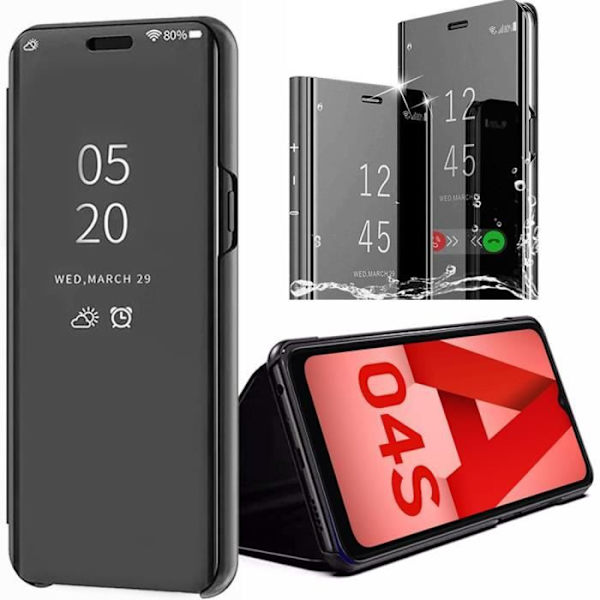 Flip Cover för Samsung A04s Clear View Support Svart, stötsäker Svart