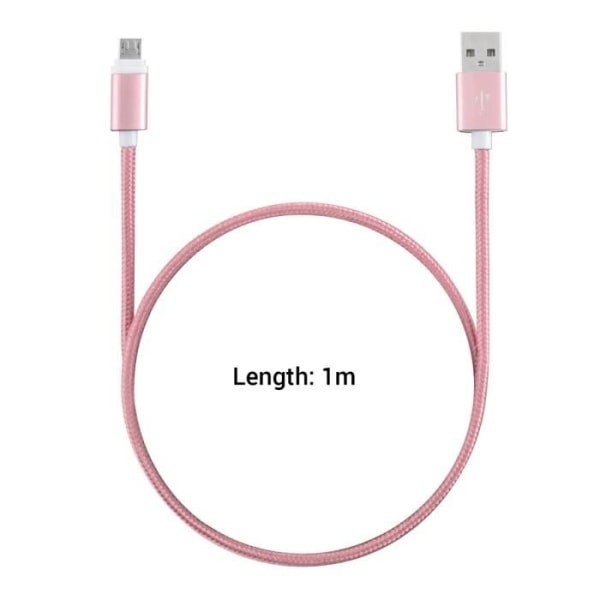 kwmobile Flettet Micro USB Kabel - Micro USB Oplader i Pink Nylon 1m - Universal Oplader til f.eks. Samsung Sony Huawei telefon