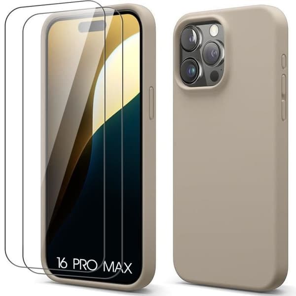Skyddsskal - BOOLING - för iPhone 16 Pro Max - Flytande silikon - Stötsäker - Repfria Beige
