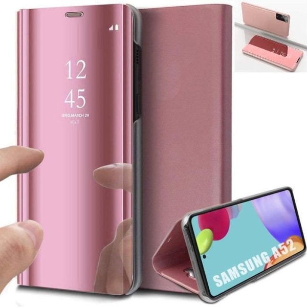 Fodral för Samsung A52 5G (6,5") Flip Mirror Effect Förstärkt stötsäkert skydd - Rosa Rosa