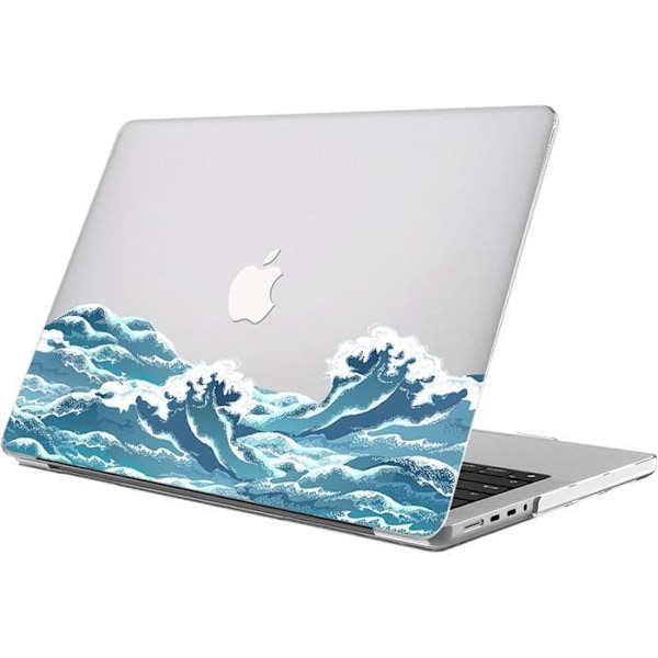 Skal för MacBook Pro 14 Tum M4 M3 M2 M1 Pro/Max 2024 2023 2021, Ultra Slim Hård Skydd Antichock Vågmönster Blå