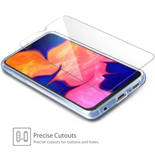 Fodral för Samsung Galaxy A10，Silikontransparent TPU-fodral Skyddsfodral + härdat glasfilm för skydd