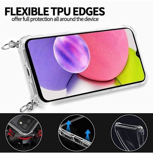 Fodral med Dragsnöre - Samsung - A03S - Transparent - Tunn - Repellextrakt Transparent-marinblå