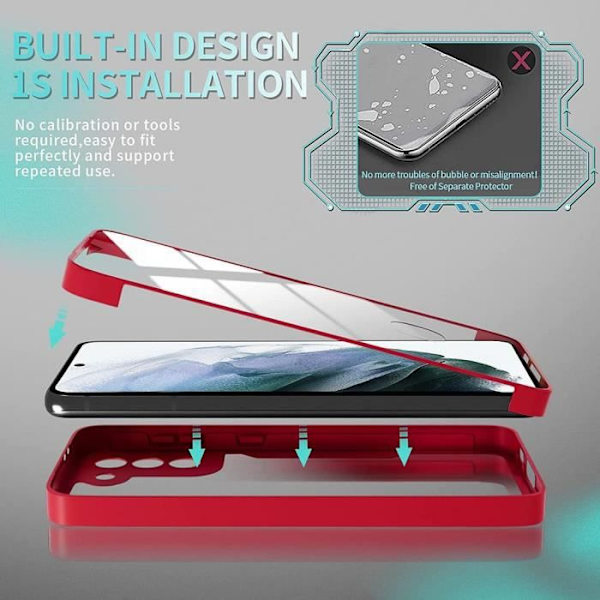 Fodral för Samsung S21 (6,2") Röd solid, styv helkropp Anti-skrapa förstärkt kant