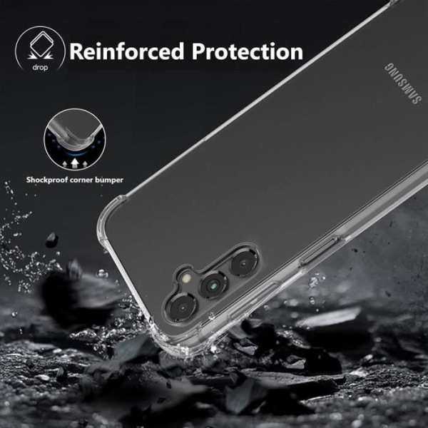 Fodral till Samsung Galaxy A15 5G-4G - 4-hörnsskydd Förstärkt högresistent silikon Transparent