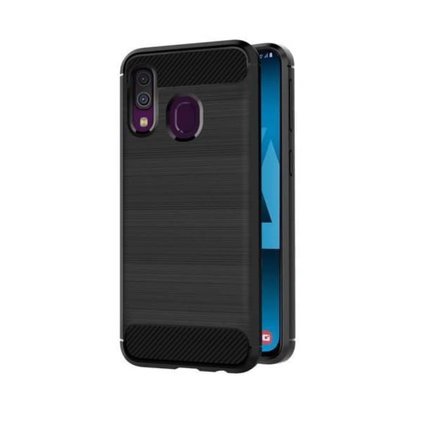 Fodral till Samsung A40 carbon look black