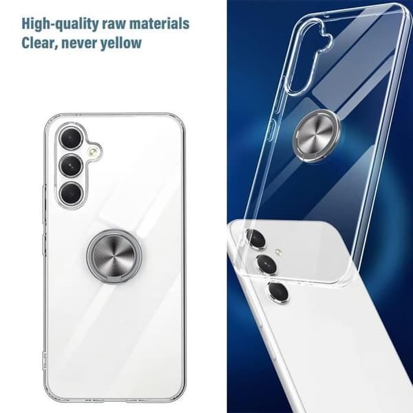 Coque design - Booling - för Samsung Galaxy A35 5G - Transparent - Silikon - 360° Rotering Ring Klar, Silver