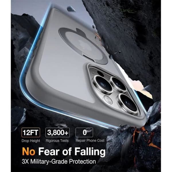 Skyddskal - BOOLING - för iPhone 16 Pro Max - Stötabsorberande - Rotera stöd - Grå Grå