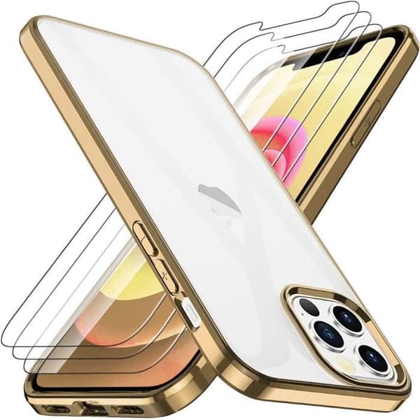 Fodral - Chockresistent - för iPhone 13 - Mjuk - Transparent - Gyllenram Transparent, guld