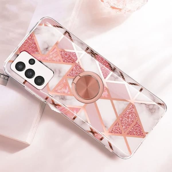 Coque - BOOLING - för Samsung Galaxy A33 5G - Marmor Rosa - Stötsäker - Stöd ring Rosa