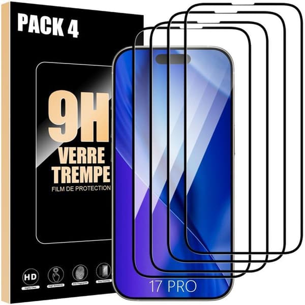 Skyddsglas i härdat glas - BOOLING - för iPhone 17 Pro - 4 stycken - Stöttålig 9H - Represistent Transparent