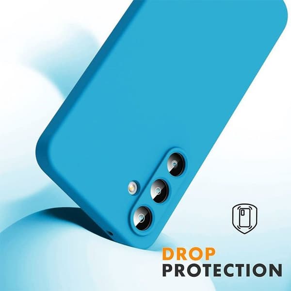 Coque för Samsung Galaxy S25 - Flytande Silikon Blå + 2 Härdat Glas - BOOLING® Blå