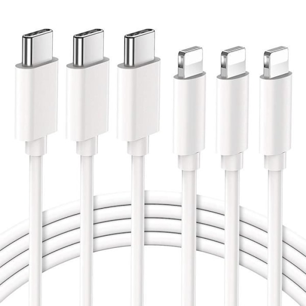 Lot 3 USB-kabler til iPhone 14 Pro - E.F. TILSLUTNING - USB C til Lightning-kabel - 1 Meter Hvid