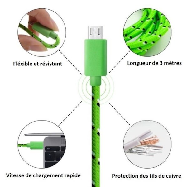 Flätad Kabel - OEM - iPhone 7 - 1m - Lightning-anslutning - USB - Vit VIT