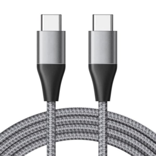 USB-C-kabel - BOOLING - Snabbladdning 3A - Förstärkt nylon - 1M - Kompatibel med Xiaomi Redmi 14C/13C/Note 13/Pro Plus 5G/Note 14 Grå