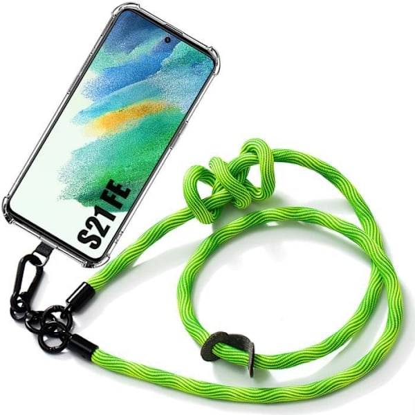 Crossbody-fodral för Samsung Galaxy S21 FE Mjukt skydd med robust axelrem Grön Transparent-Grön