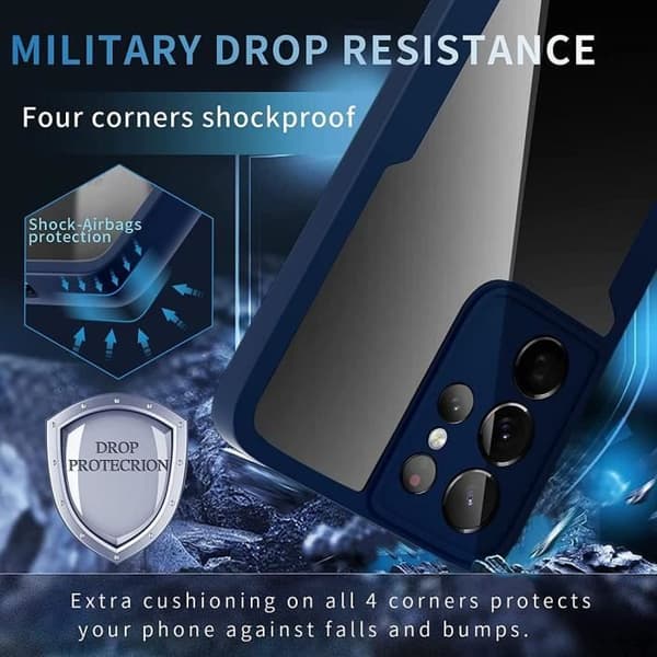 Coque - BOOLING - för Samsung S21 Plus - Mörkblå - 360° Skydd - Repudoftande - Styv marinblå