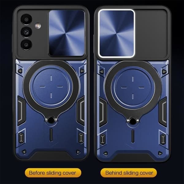 Coque - Booling - för Samsung Galaxy A53 5G - Mörkblå - Stödring - 2 Härdat glas marinblå