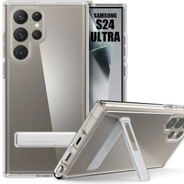 Skyddsskal - BOOLING - Samsung Galaxy S24 Ultra - TPU Transparent - Mjuk - Justerbart stativ Transparent