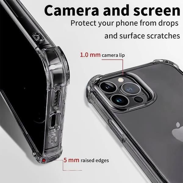 Mobilskal - BOOLING - för iPhone 16 Pro Max - Transparent TPU Silikon Stöttålig + 2 Glas Transparent