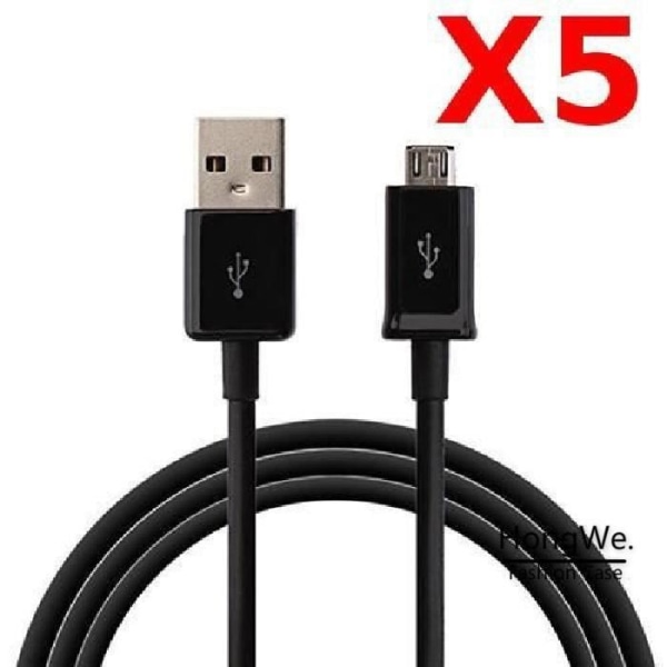 5X Micro USB Synchro-kabel &amp; Charge White för Samsung J3 - J5 - J7 2015-2016-2017 Black PACK X5 Färg: