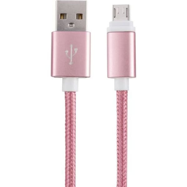 Micro USB-kabel - KWMOBILE - Flätad - Nylon Rosa - 1m - Universell Laddare Rosa