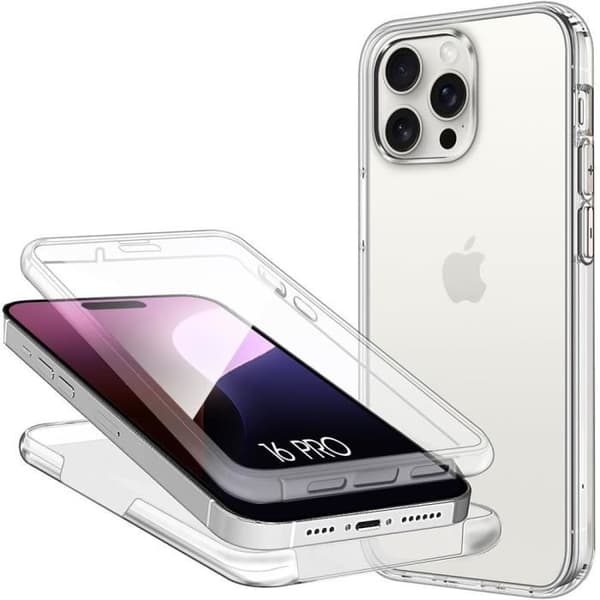 Skyddsskal - BOOLING - för iPhone 16 Pro - Mjukt silikon - Hårt PC - Transparent Transparent