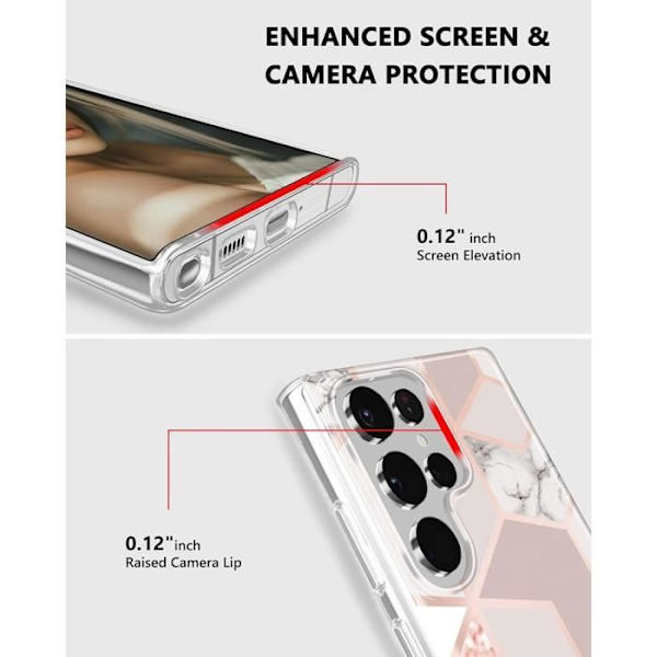 Skyddsfodral för Samsung Galaxy S23 Ultra - BOOLING - Rosa marmormönster - Lätt Slim Mjuk Stötsäker Rosa