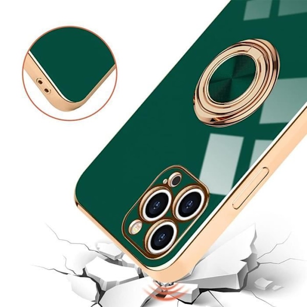 Silicone Mobilskal - iPhone 16 Pro - Nattgrön - Rotérande 360° Ringstöd - Flexibel - Unisex Midnattsgrönt