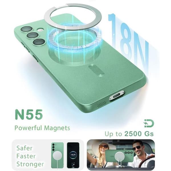 Silikonskal - BOOLING - för Samsung Galaxy S26 Plus - med magnetring - Grön - 2 glas Grön