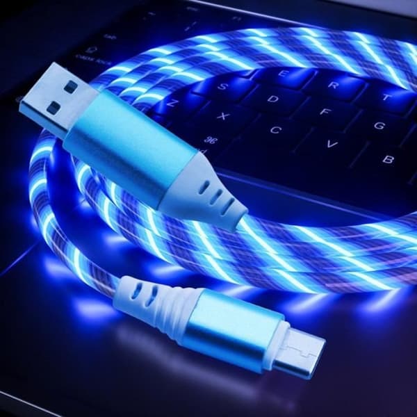 Telefonkabel,LED Luminous Flowing Glow USB-laddare Typ C-kabel för Samsung s9 för Huawei Note - Blå typ-för iphone